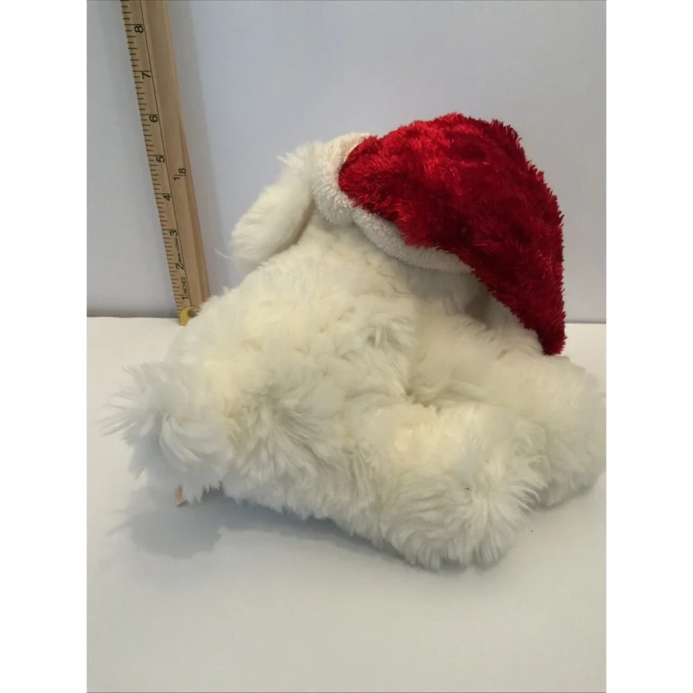 Dan Dee White Dog with Santa‎ Hat Christmas Plush Stuffed Animal Toy 6